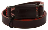 Costume National Brown Leather Double Rustic Silver Buckle Belt -   -  Costume National.